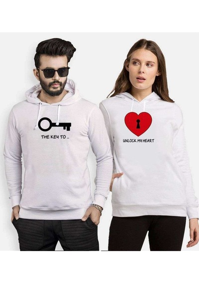 Tshirthane Key Unlock Sevgili Kombinleri Kapüşonlu Kombini