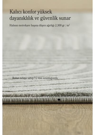 Modern Halı Salon Halısı Oturma Odası Halısı Yolluk Gri Halı Hav Toz Vermez Kolay Temizlenebilir Gümüş