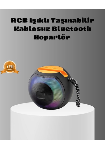 Hubrendy Tekno Taşınabilir Bluetooth Hoparlör Rgb Işıklı, Güçlü Bas Ve 8 Saat Pil Ömrü