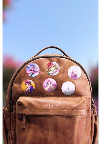 No Game No Life Çanta Süsü Rozet İğneli Buton Rozet Seti 6 Adet Çok Renkli