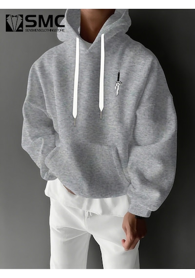 Uyguntarz Unisex Toji X Japon Baskılı Kapüşonlu Sweatshirt Gri