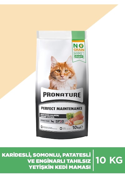 Tr Hypo-allergenic Tahılsız Yetişkin Kedi Maması Somon, Karides Ve Enginarlı 10 Kg