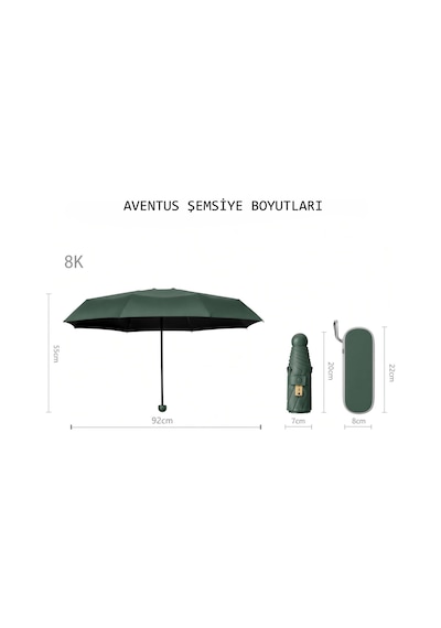 Aventus Umbrella Kapsül Şemsiye - Uv Korumalı Güneş Şemsiyesi Yeşil