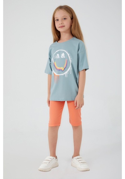 Rolypoly Happy Smile Yeşil Kız Çocuk Bermuda Takım Su Yeşili