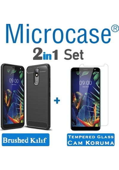Microcase LG Uyumlu K40 Brushed Carbon Kilif + Cam (Seç) 364456370