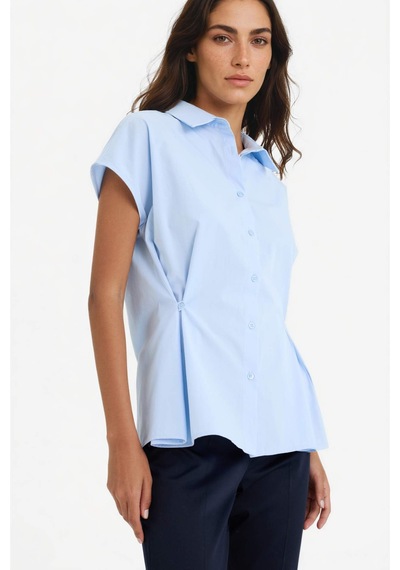 Defacto Fitted Poplin Kısa Kollu Gömlek F7313ax25aube823 Mavi
