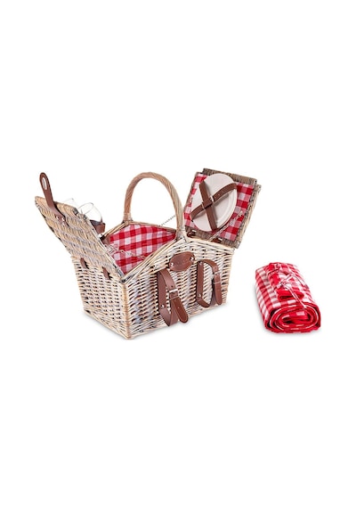 Karaca Summer Tabak - Çatal - Kaşık Bıçak Takımı Piknik Sepeti +  Kadeh ve Piknik Örtüsü