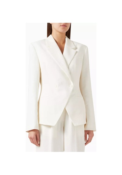 12storeez Off White Linen Blazer,yazlık Kırışmayan Ve Belden Oturan Şık Ceket Krem