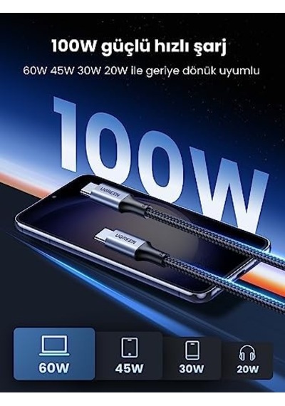 100w Usb C Kablosu Pd3.0 Hızlı Şarj Kablosu Pps 15 Pro Max Macbook Pro M2 Macbook Air M2 Galaxy S25 Ultra İle Uyumludur. 3m