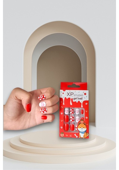 12 Li Yapışkan Stickerlı Renkli Baskılı Çocuk Takma Tırnak Oyuncak Seti - 5- 14 Yaş Arası - Model 50