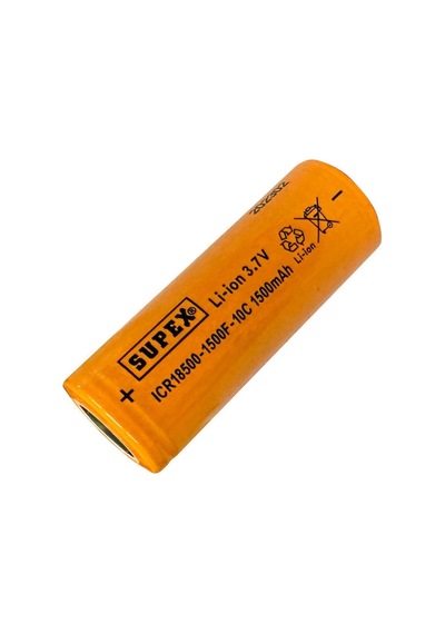 Supex Icr18500 3.7v 1500mah Li-ion Şarjlı Pil 10c Deşarj Akımı Başsız