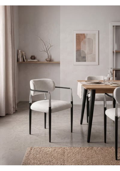 Elegance Kolçaklı Metal Mutfak Sandalyesi Gri