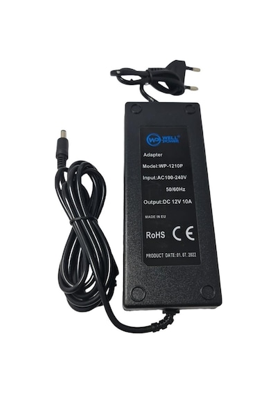 Wellpower 12Volt 10Amper Plastik Kasa Adaptör 5.5X2.5Mm Jak Fişli