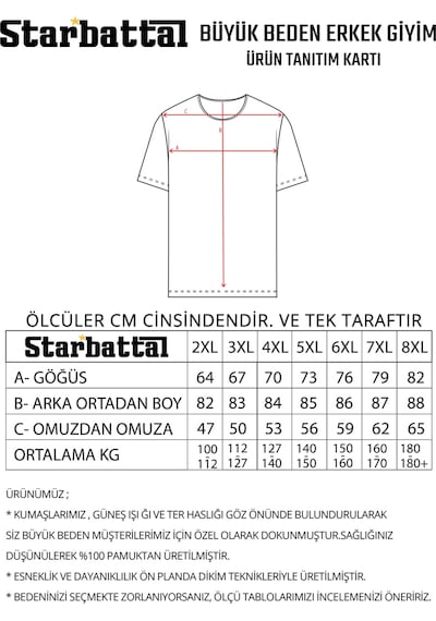 Starbattal Erkek Büyük Beden Sıfır Yaka Tişört No Control 25172 Sıyah Siyah