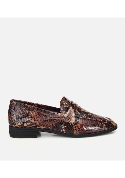 Hotiç Kadın Deri Gold Yılan Baskılı Klasik Loafer -
