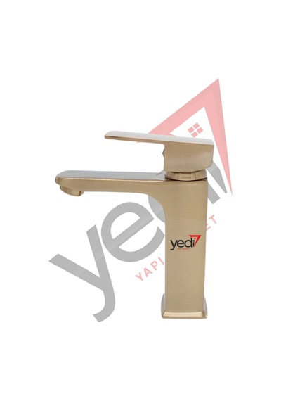 Yedi Yapı Mat Gold Kare Model Sabit Lavabo Bataryası Gold