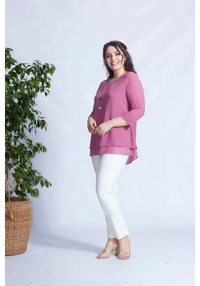 Moda Berray 1934 Kolyeli Şifon Büyük Beden Şık Bluz Gül Kurusu Gülkurusu Moda Berray 1934 Kolyeli Şifon Büyük Beden Şık Bluz Gül Kurusu Gülkurusu