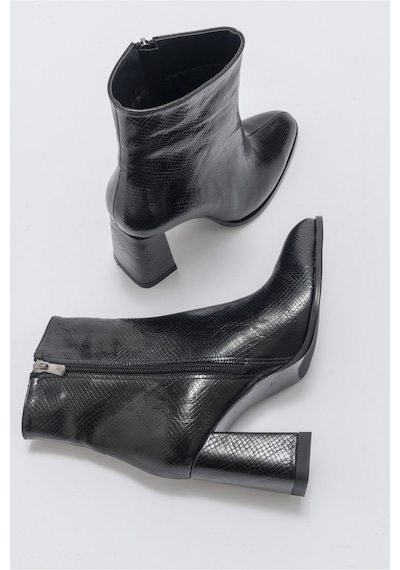 Luvishoes Jewel Siyah Baskı Kadın Topuklu Bot Siyah