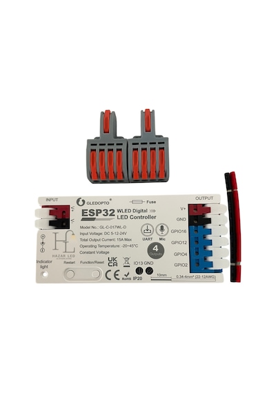 Esp32 Pixel Led Kontrol Devresi 4 Kanallı Wled Dijital Led Kontrol 5-24 Volt