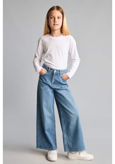 Defacto 90s Wide Leg Düğmeli Jean Pantolon Kız Çocuk H6248a826aunm39 Mavi-nm39