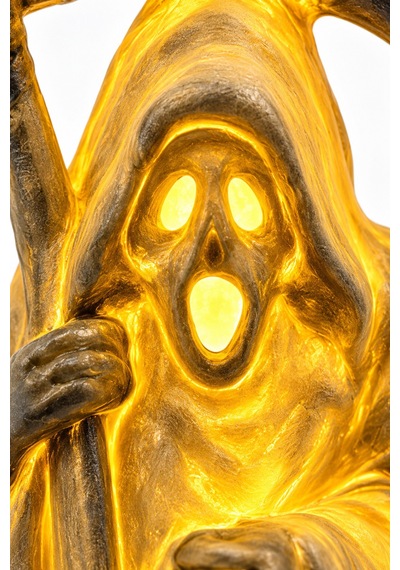 Halloween Cadılar Bayramı Led Işıklı Azrail Figürü Oraklı Kapüşonlu Gün Işığı Masa Süsü 18 Cm Renkli