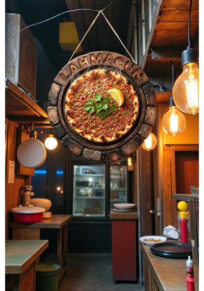 Kebapçı Ve Restoranlar İçin Dekoratif Lahmacun Duvar Kapı Süsü, Askılı Model