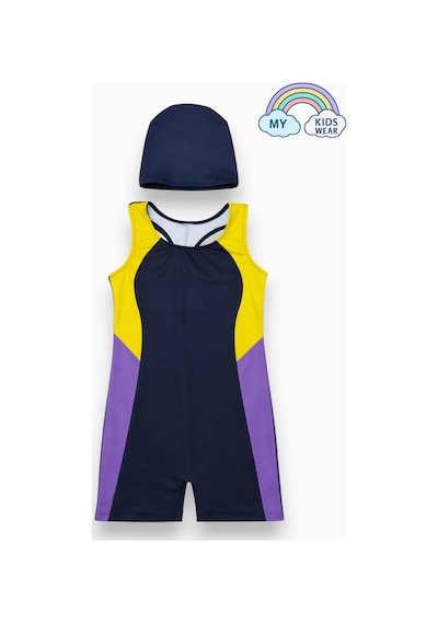 My Kids Wear Kız Çocuk Deniz Yüzücü Mayoları 5-16 Yaş 12601 Lacivert
