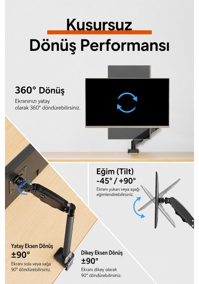 17-32 İnç Amortisörlü Monitör Kolu Tam Hareketli Vesa Uyumlu Masa Kelepçeli Monitör Standı 2-9 Kg - Siyah 17-32 İnç Amortisörlü Monitör Kolu Tam Hareketli Vesa Uyumlu Masa Kelepçeli Monitör Standı 2-9 Kg - Siyah