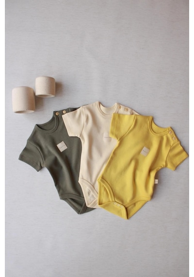 Oh La La Koala 3lü Basic Kısa Kollu Çıt Çıtlı Body Zıbın Model 8 Çok Renkli
