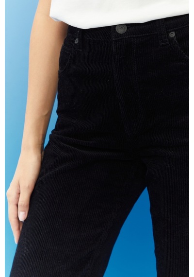 Lee Carol Cropped Straight Fit Yüksek Bel Esnek Jean Kot Pantolon L30UBF01 Siyah