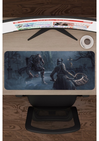 Bloodborne Kaymaz Dikişli Kauçuk Oyuncu Mousepad V2 - 70x30 Xl Gaming Mouse Pad Fare Altlığı