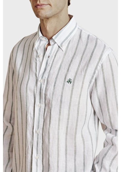 Brooks Brothers % 100 Keten Düğmeli Yaka Çizgili Gömlek Erkek Gömlek Bbss26msh013166 Yeşil-beyaz Brooks Brothers % 100 Keten Düğmeli Yaka Çizgili Gömlek Erkek Gömlek Bbss26msh013166 Yeşil-beyaz