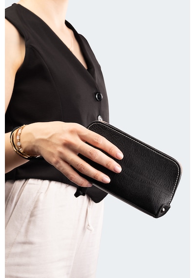 Westbag Unisex Hakiki Dana Derisi Bileklikli El Tutmalı Clutch Çanta Siyah