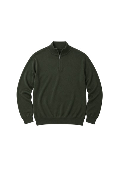 Battalmoda Erkek Büyük Beden Haki Fermuarlı Dik Yaka Pamuklu Kazak 3xl-4xl-5xl-6xl