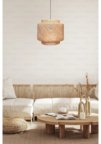 Sinnerlig Bambu Avize 30cm - Iskandinav, Modern, Bohem, Rattan Avize, Aydınlatma Bambu