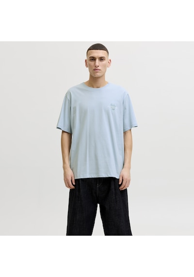 Jack & Jones Erkek Gögüs Baskili Bisiklet Yaka Tisört - Corals - 12288345 Mavi