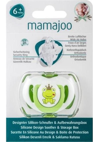 Mamajoo Saklama Kutulu Ortodontik Silikon Emzik 6+Ay Yeşil
