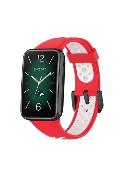 Koodmax Xiaomi Mi Band 7 Pro Uyumlu Spor Çift Renk Delikli Silikon Kordon Kayış