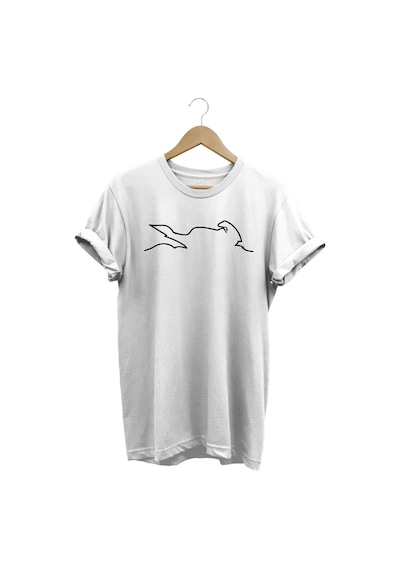 Çizgi Baskılı Beyaz T-shirt Beyaz