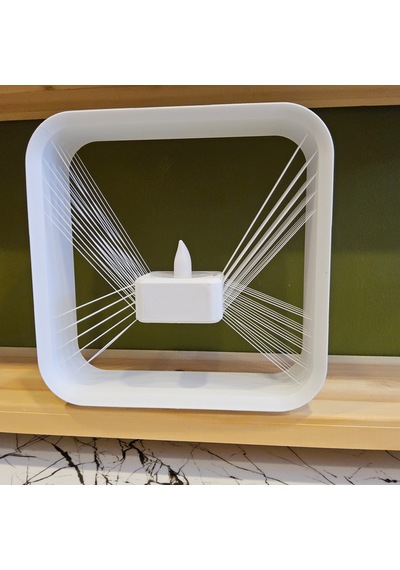 Masa Lambası 3 D Baskı - Kare- Beyaz-