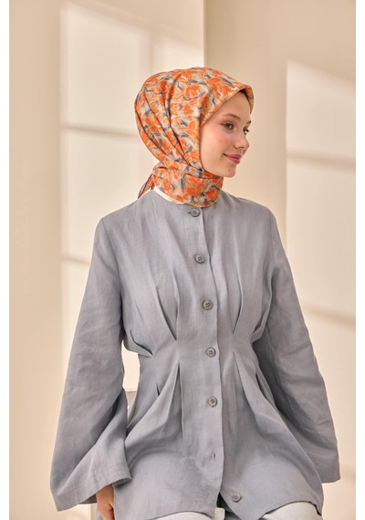 Silk Home Soft Eşarp 73091-35 Turuncu, İndigo, Yeşil Bej