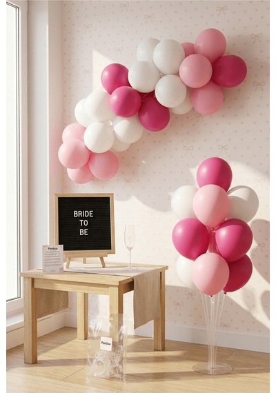 Bekarlığa Veda Bride To Be Süsleme Deluxe Set Siyah Keçe Yazı Panosu Standlı Balon Zincirli 7 Li Şeffaf Balon Standlı Yetişkin