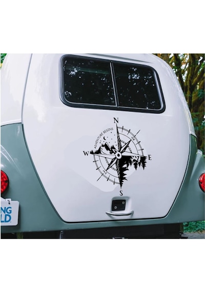 Pusula Kamp Ve Orman Sticker - Araba Pickup Karavan Sticker - 4x4 Off Road Kamp Adventure Sticker - 00301 30x30 Cm