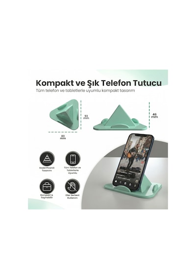 Telefon Tablet Tutucu Piramit Tasarım 3 Açılı Masaüstü Stand, İ Diğer