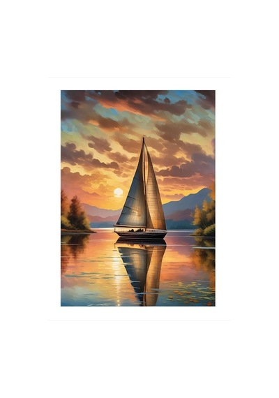Göldeki Tekne Dekoratif Ahşap Tablo 35cm X50cm