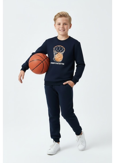 Fyk Kids 3 İplik Kalın Yuvarlak Yaka Basketbol Potası Baskı Detaylı Kışlık Erkek Çocuk Eşofman Takımı Lacivert Fyk Kids 3 İplik Kalın Yuvarlak Yaka Basketbol Potası Baskı Detaylı Kışlık Erkek Çocuk Eşofman Takımı Lacivert