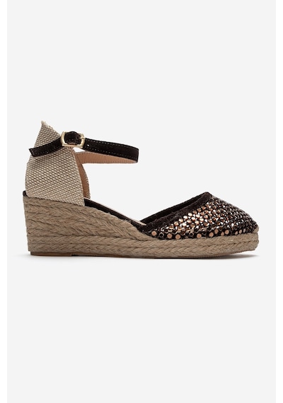 Luvi Shoes Drelıx Kahverengi Süet Hakiki Deri Taş Detaylı Fileli Kadın Dolgu Topuklu Sandalet Luvi Shoes Drelıx Kahverengi Süet Hakiki Deri Taş Detaylı Fileli Kadın Dolgu Topuklu Sandalet