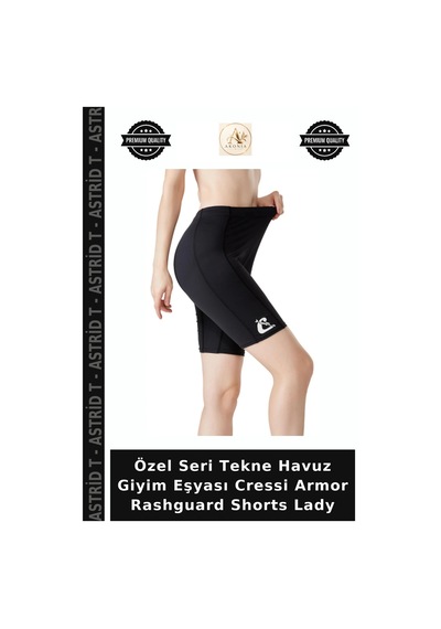 Astrid T Özel Seri Tekne Havuz Giyim Eşyası Cressi Armor Rashguard Shorts Lady Siyah