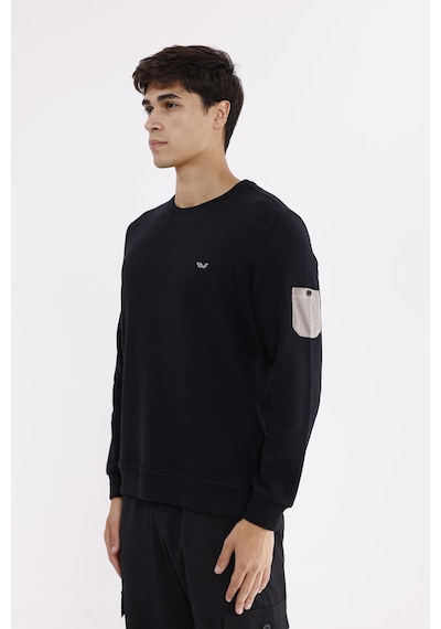 Rowinger Selanik Dokulu Yumuşak Tutuşlu Rahat Kalıp Sade Tasarım Uzun Kollu Sweatshirt Black