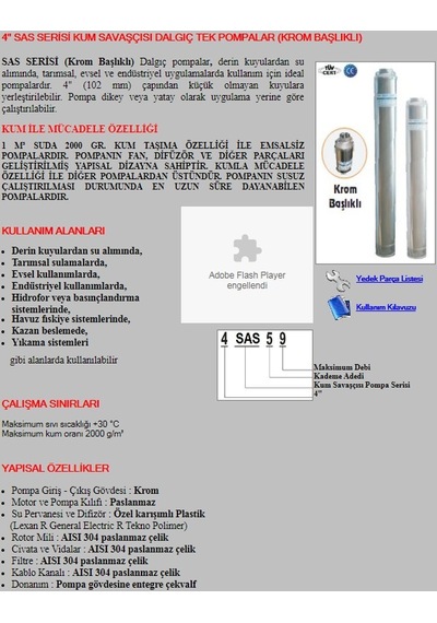 Best Sas 4" Derinkuyu Motorsuz Dalgıç Pompa-5 Kademe
